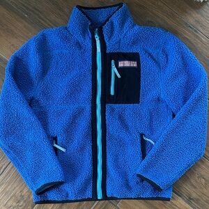 Vineyard Vines Blue Sherpa Fleece Jacket with Contrast Trim